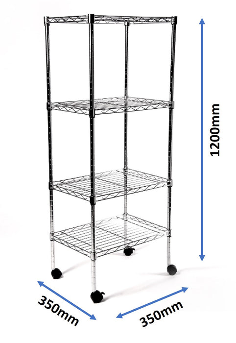 Eurowire Chrome Plated Shelving Set (4 Shelf, 1200x350x350)