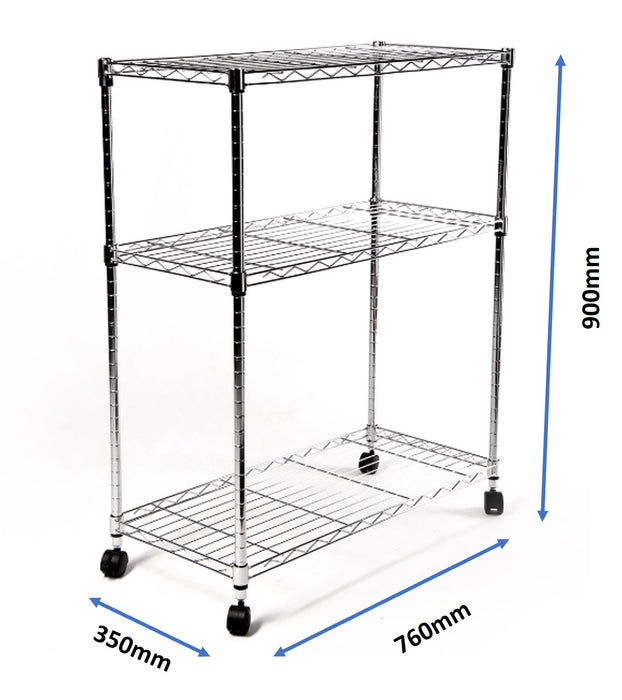 Eurowire Chrome Plated Shelving Set (3 shelf, 900x760x350)