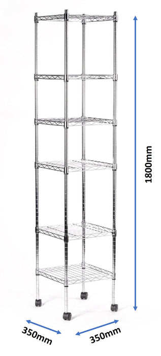 Eurowire Chrome Plated Shelving Set (6 Shelf, 1800x350x350)