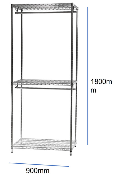 Eurowire Wardrobe (3 Shelf 1800x900x450) twin hanger