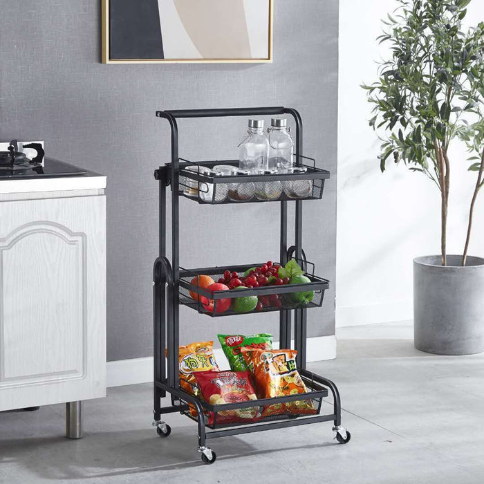 Kitchen Cart 3 tier (Adjustable) Black