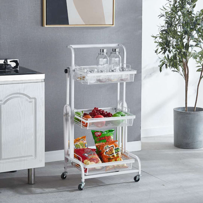 Kitchen Cart 3 tier (Adjustable) White