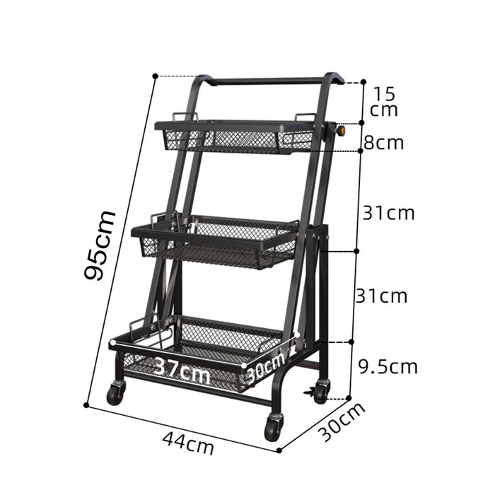 Kitchen Cart 3 tier (Adjustable) Black