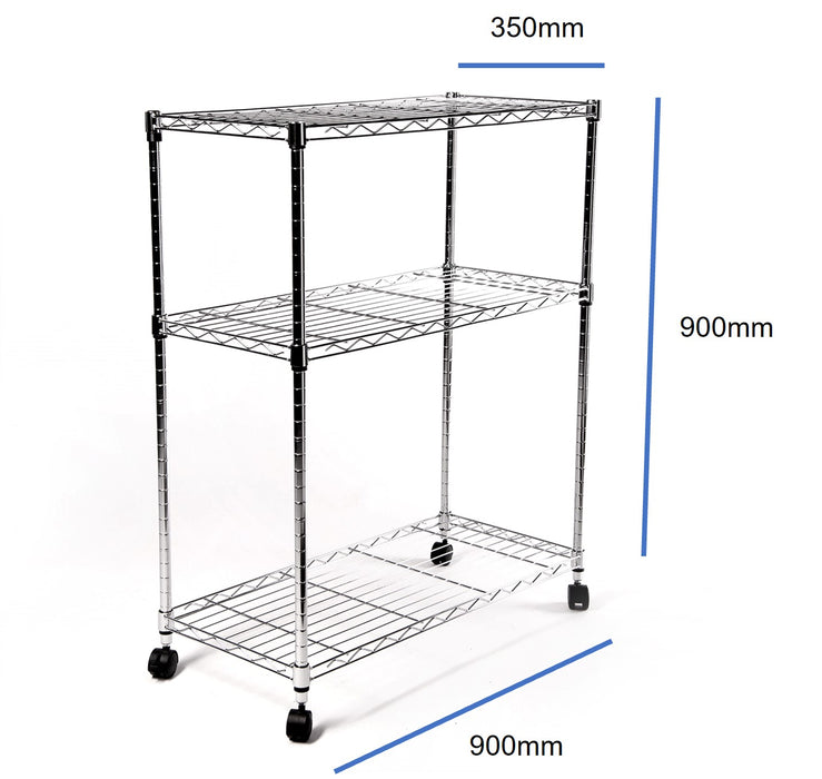 Eurowire Chrome Plated Shelving Set (3 shelf, 900x900x350)