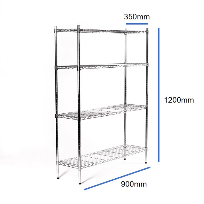 Eurowire Chrome Plated Shelving Set (4 shelf, 1200x900x350)