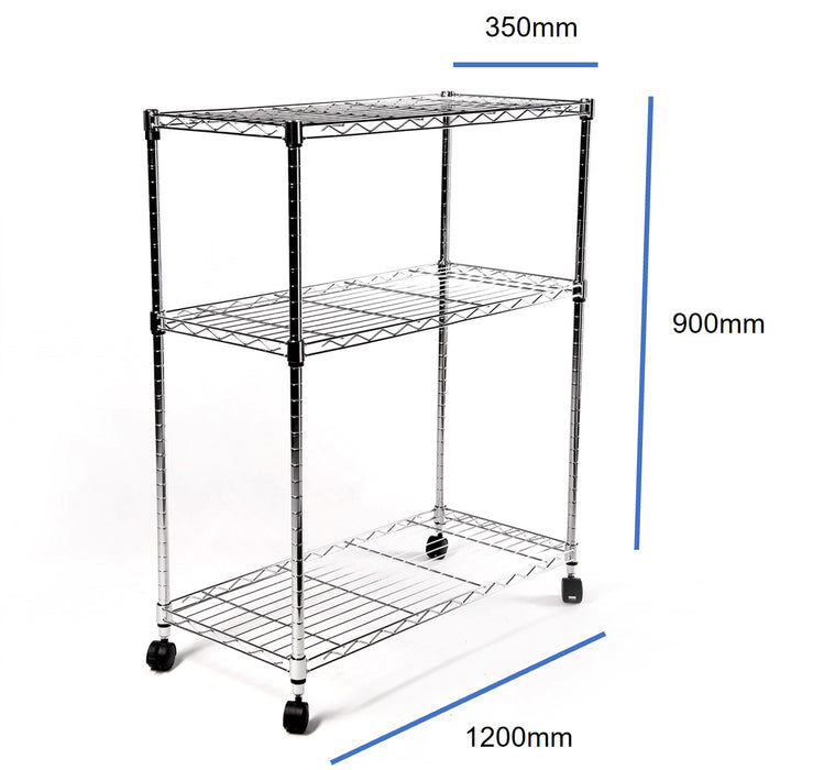 Eurowire Chrome Plated Shelving Set (3 shelf, 900x1200x350)