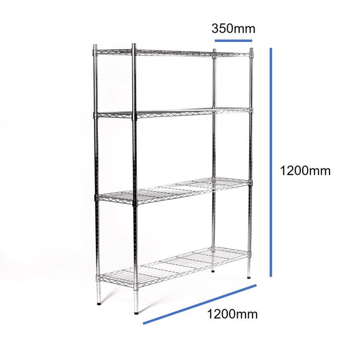 Eurowire Chrome Plated Shelving Set (4 shelf, 1200x1200x350)