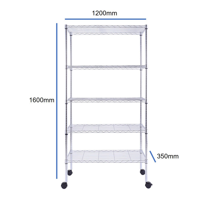 Eurowire Chrome Plated Shelving Set (5 shelf, 1600x1200x350)