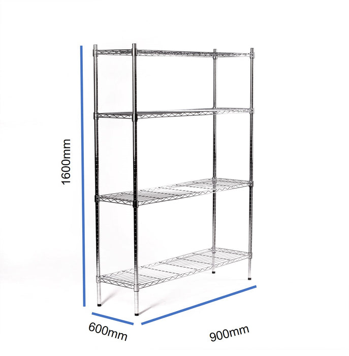 Eurowire Chrome Plated Shelving Set (4 Shelf 1600x900x600)